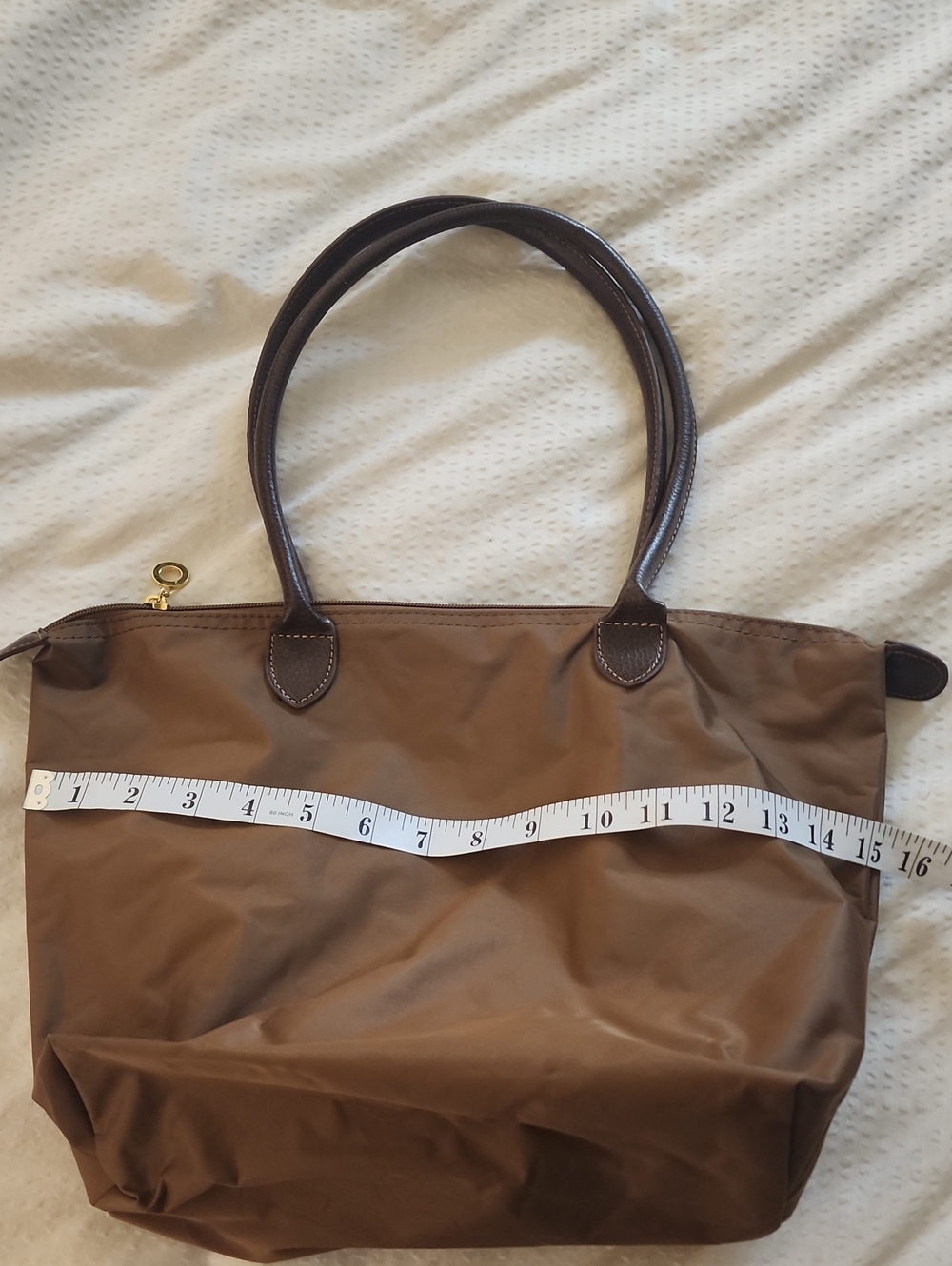 Brown Tote Bag with Dark Brown Handles - Unbranded